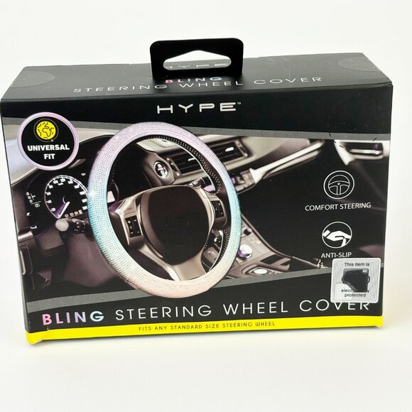 Hype iridescent Bling Steering Wheel Cover Universal Fit Anti-Slip Comfort - Picture 10 of 12